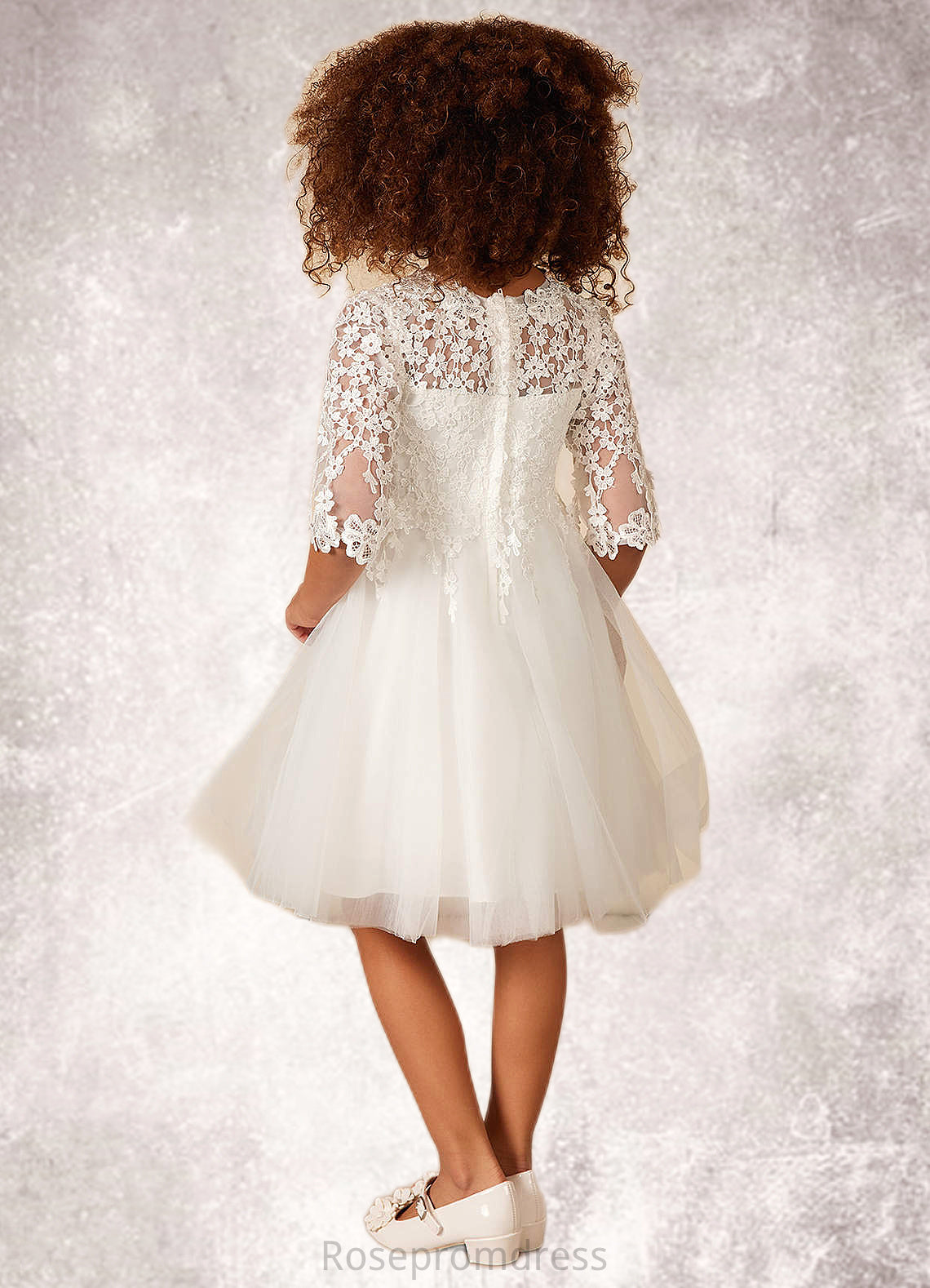 Tamia Ball-Gown Lace Tulle Knee-Length Dress SRSP0020241