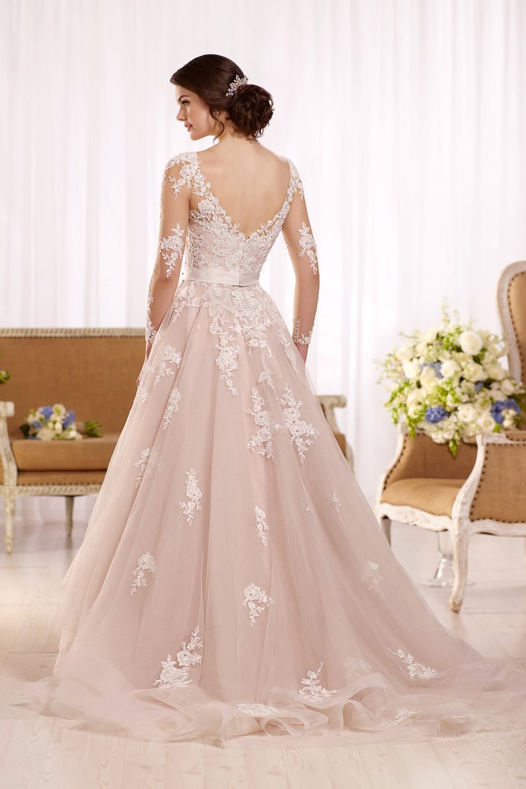 2024 New Arrival V Neck Long Sleeves Tulle With Applique Wedding Dresses A Line