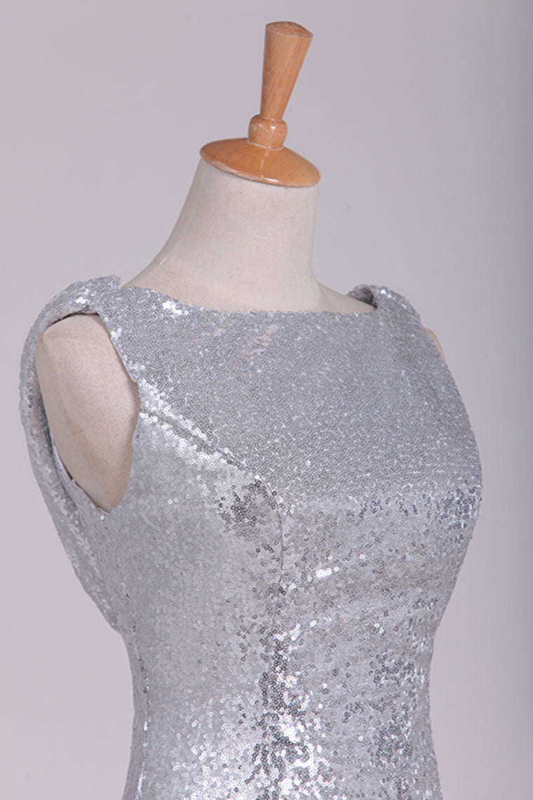 Open Back Bridesmaid Dresses Scoop Sequins Floor SRSPHKJPS81