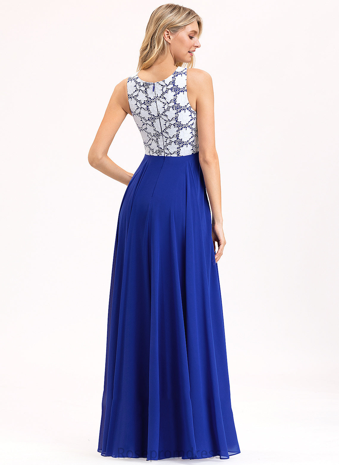 ScoopNeck Lace Silhouette Length Neckline Fabric Straps A-Line Floor-Length Cornelia Bridesmaid Dresses