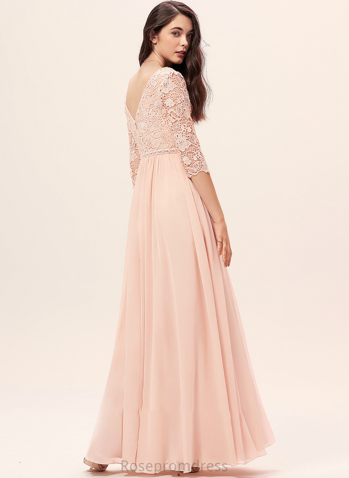 Lace Silhouette Length A-Line Neckline Straps Floor-Length Fabric V-neck Addyson Bridesmaid Dresses