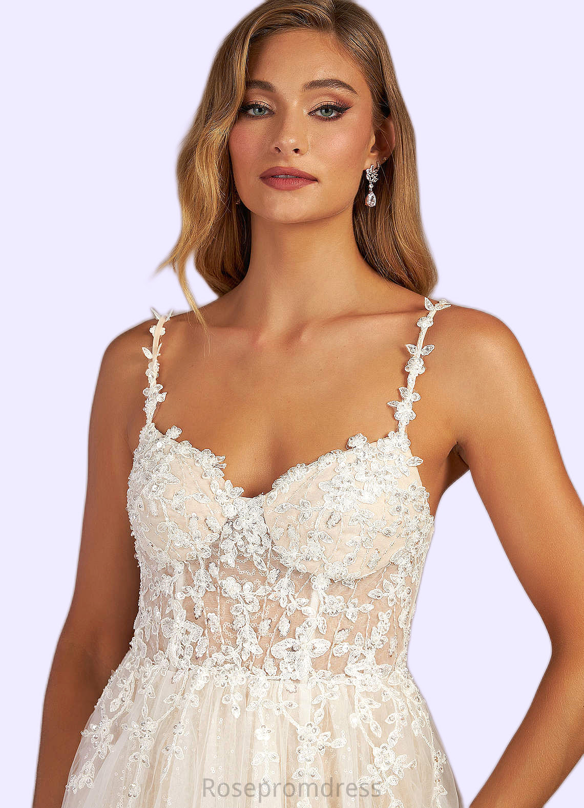 Payten A-Line Sequins Tulle Chapel Train Dress SRSP0020028