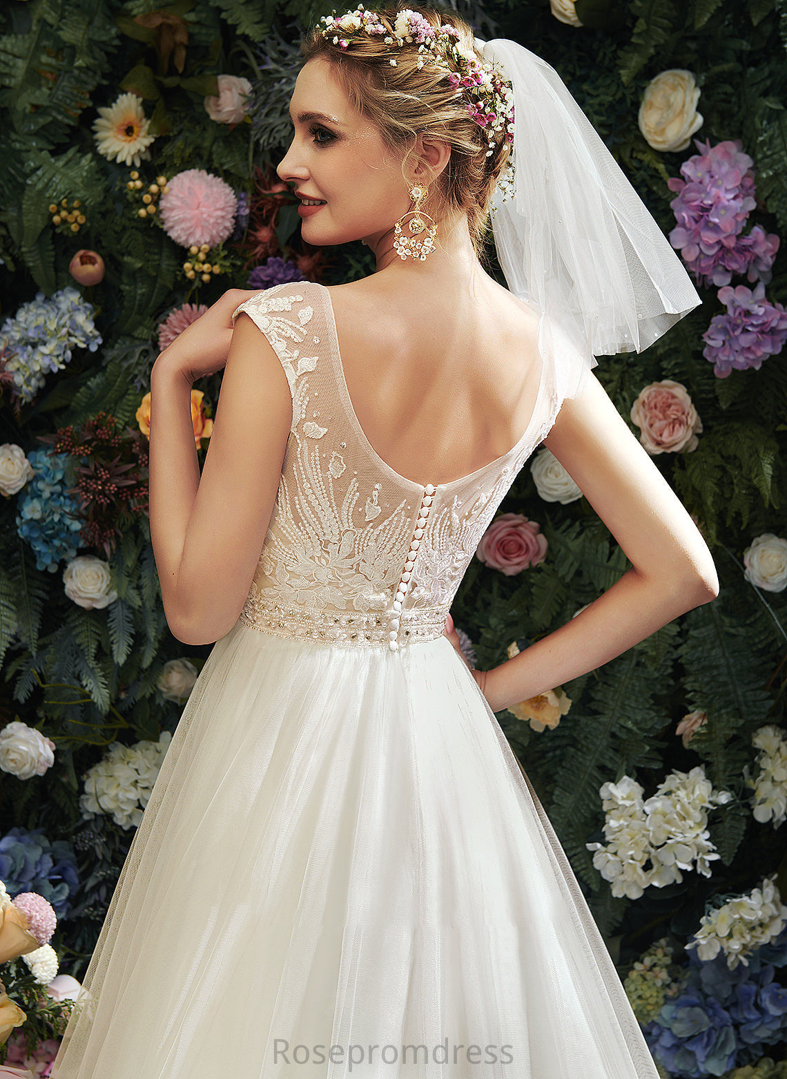 Court Illusion Beading Lace Katelynn With Dress Wedding Sequins A-Line Train Wedding Dresses