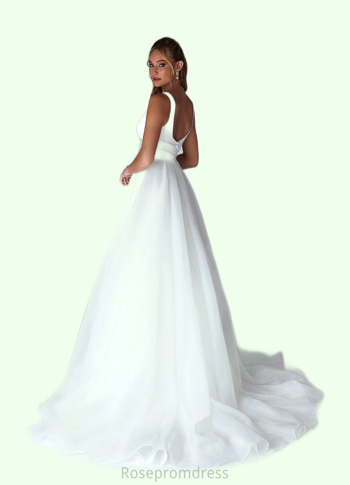Willow A-Line Sweetheart Neckline Organza Chapel Train Dress SRSP0020059