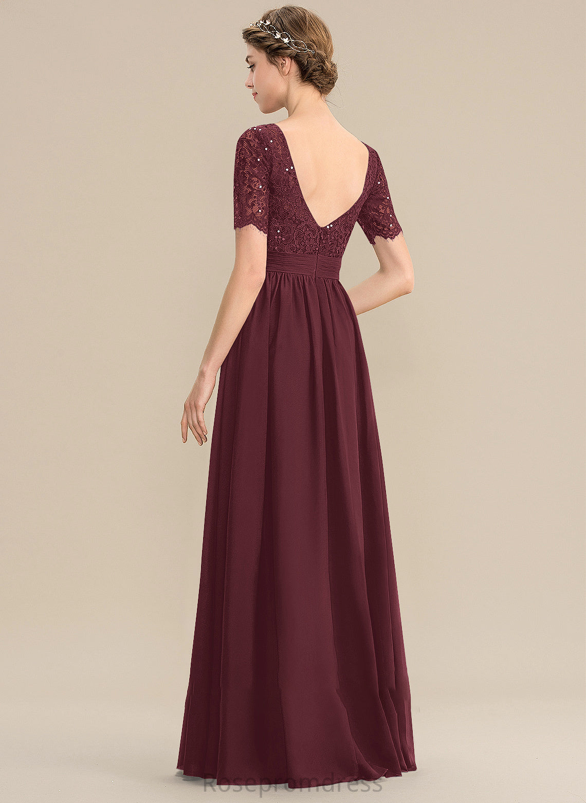 Floor-Length Fabric Embellishment Length Neckline Sequins Silhouette A-Line ScoopNeck Gwendoline Spaghetti Staps Floor Length Bridesmaid Dresses