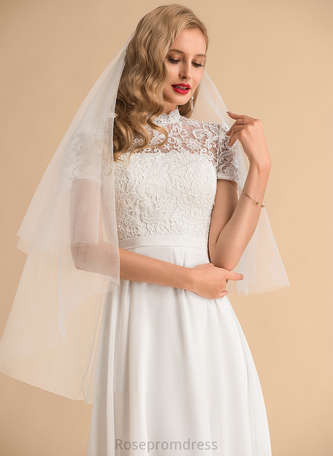 Chiffon Wedding Dresses Neck High Kendra Dress Wedding Floor-Length Lace A-Line