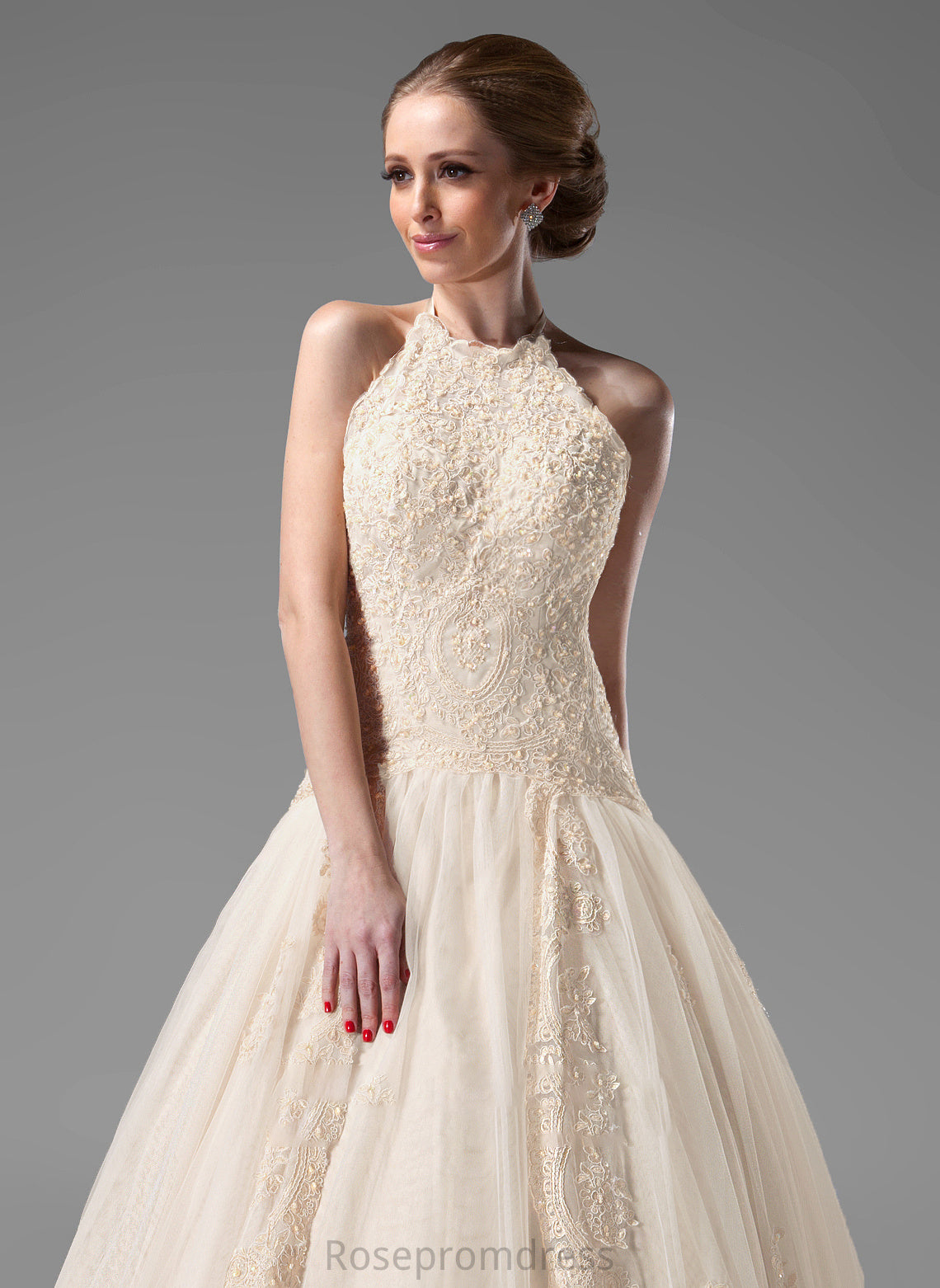 Chapel Beading Dress Wedding Wedding Dresses Train Lace Kasey With Tulle Ball-Gown/Princess Halter
