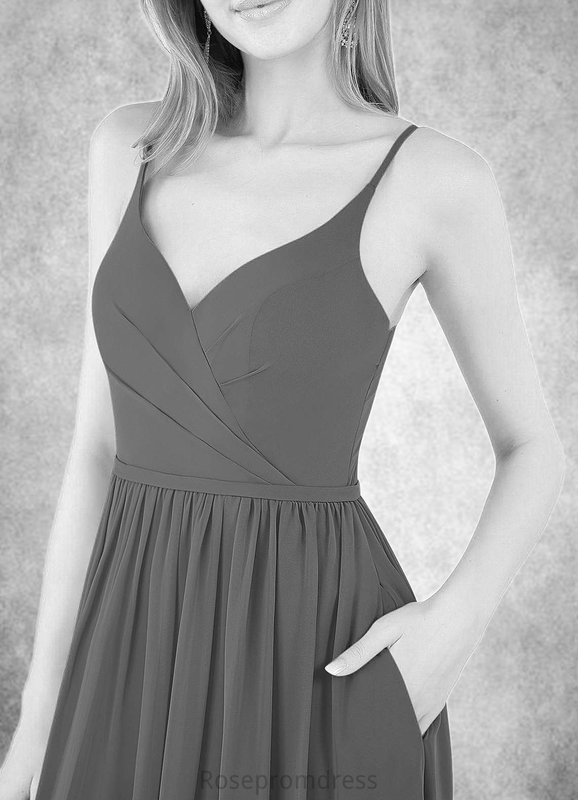 Eliana A-Line Pleated Chiffon Floor-Length Dress SRSP0019647