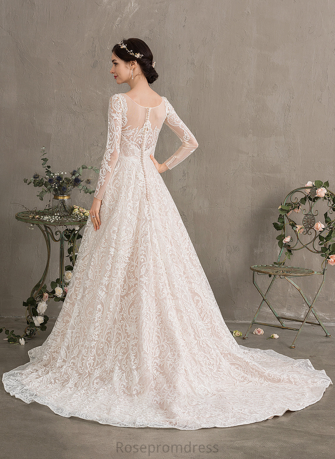 Court Illusion Wedding Lace Kit Train Wedding Dresses Dress Ball-Gown/Princess