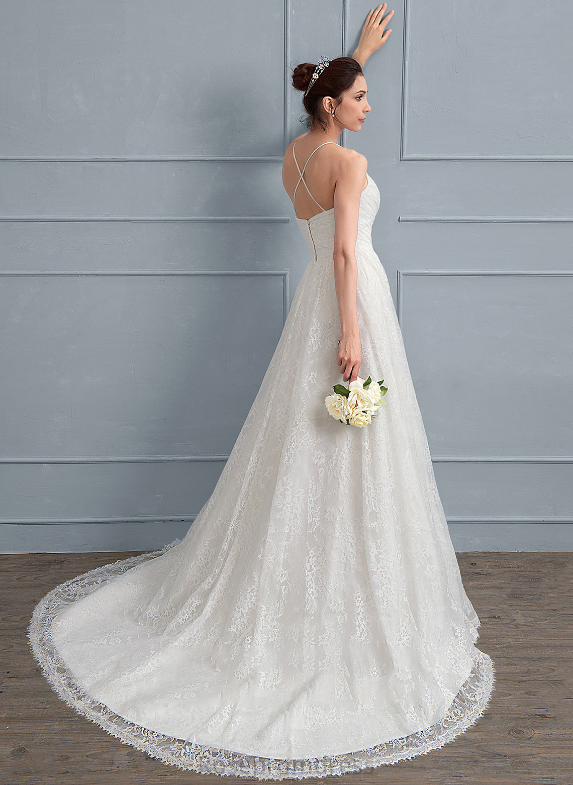 A-Line Irene Ruffle Sweetheart Wedding Dresses Dress Train With Wedding Sweep Lace