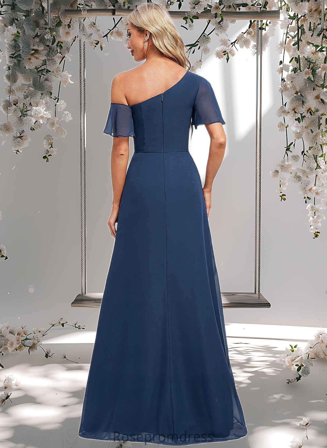 Yamilet A-line Asymmetrical Floor-Length Chiffon Bridesmaid Dress With Ruffle DSP0025801