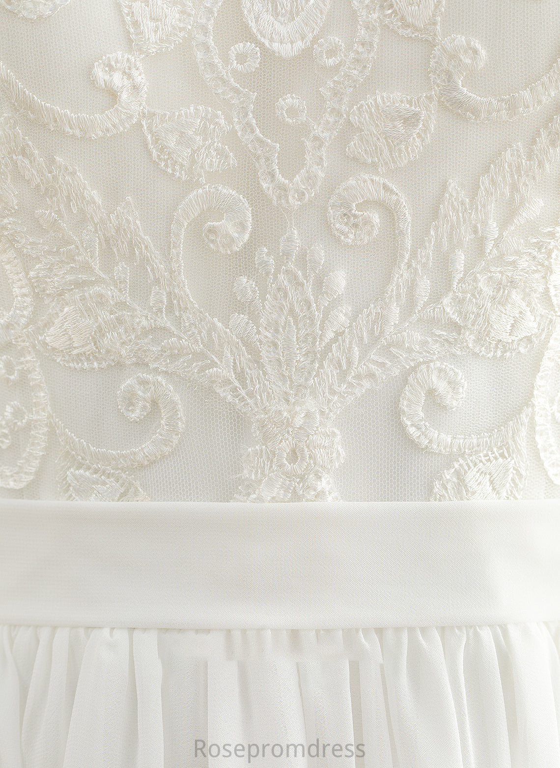 Lace Sequins A-Line Isabelle Chiffon Wedding Dresses Knee-Length With Dress Wedding