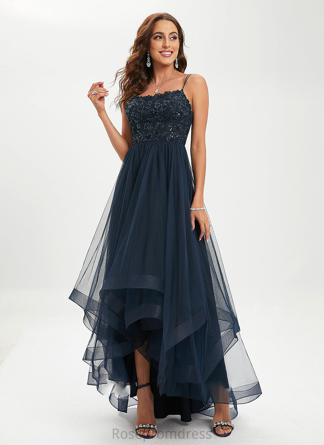 Pauline With Tulle Lace Scoop Neck Sequins Ball-Gown/Princess Prom Dresses Asymmetrical
