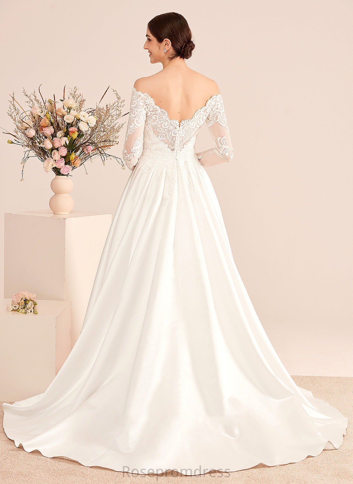 Court With Erin Wedding Wedding Dresses Lace Off-the-Shoulder Dress Ball-Gown/Princess Train