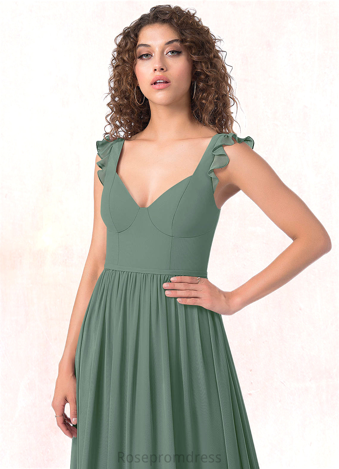 Ashly A-Line Ruched Chiffon Floor-Length Dress SRSP0019665