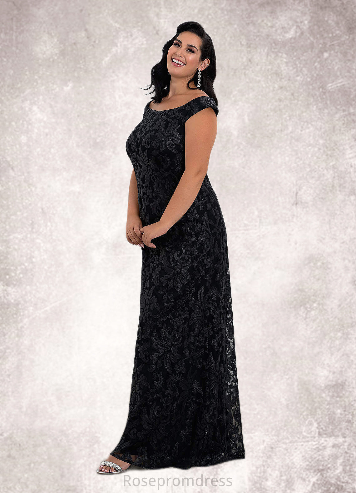 Bethany A-Line Off the Shoulder Lace Floor-Length Dress SRSP0019854