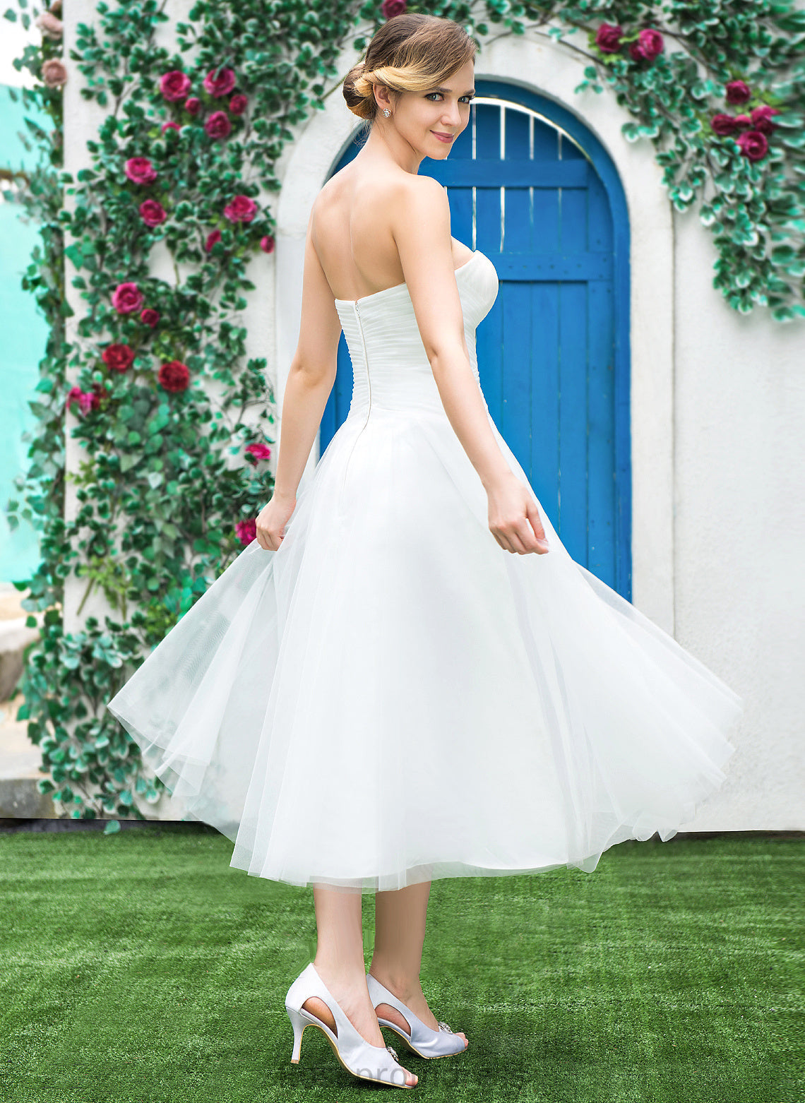 Dress Tea-Length With Wedding Sweetheart A-Line Wedding Dresses Marin Ruffle Tulle