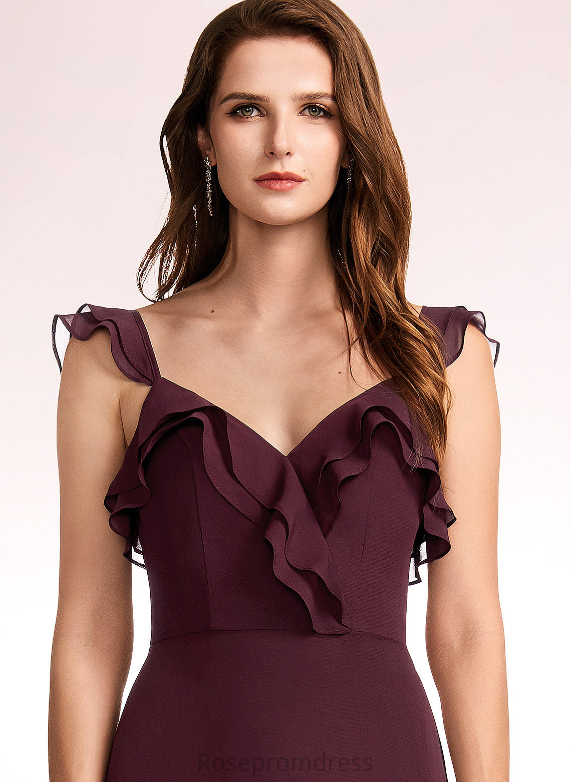 Embellishment Floor-Length Silhouette A-Line SplitFront Neckline V-neck Fabric Length Nayeli Bridesmaid Dresses