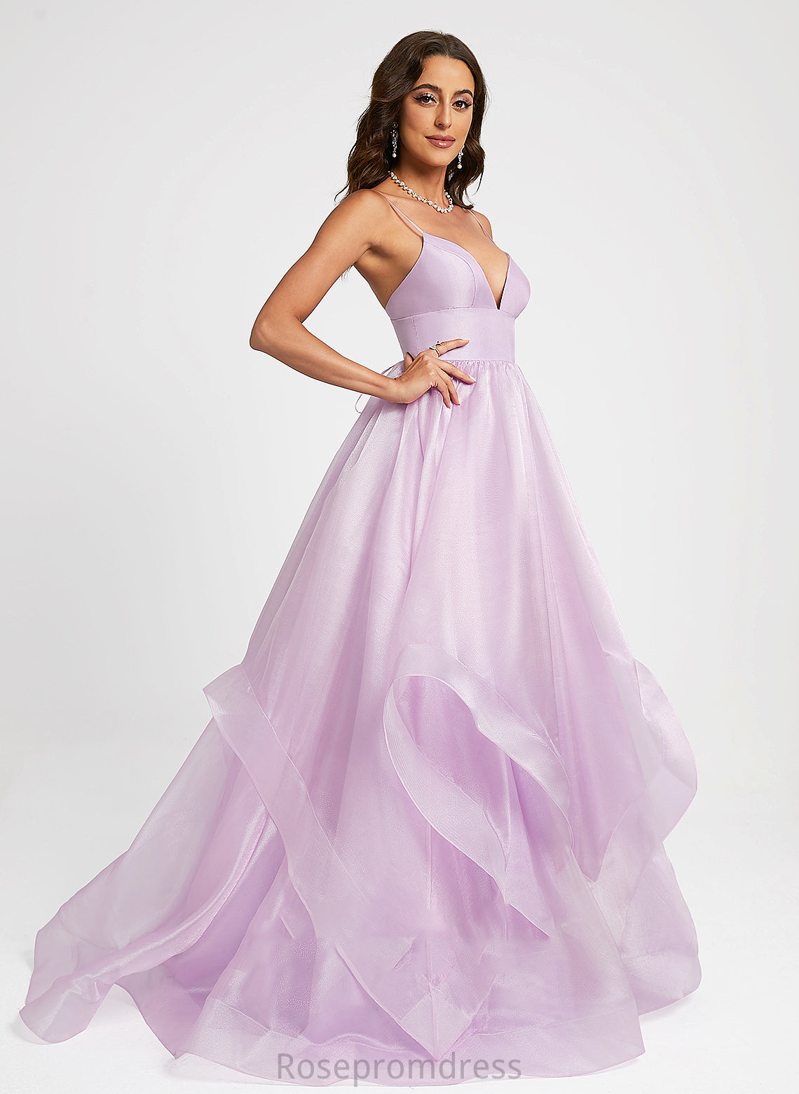 Prom Dresses Sweep V-neck Train Ball-Gown/Princess Organza Nina