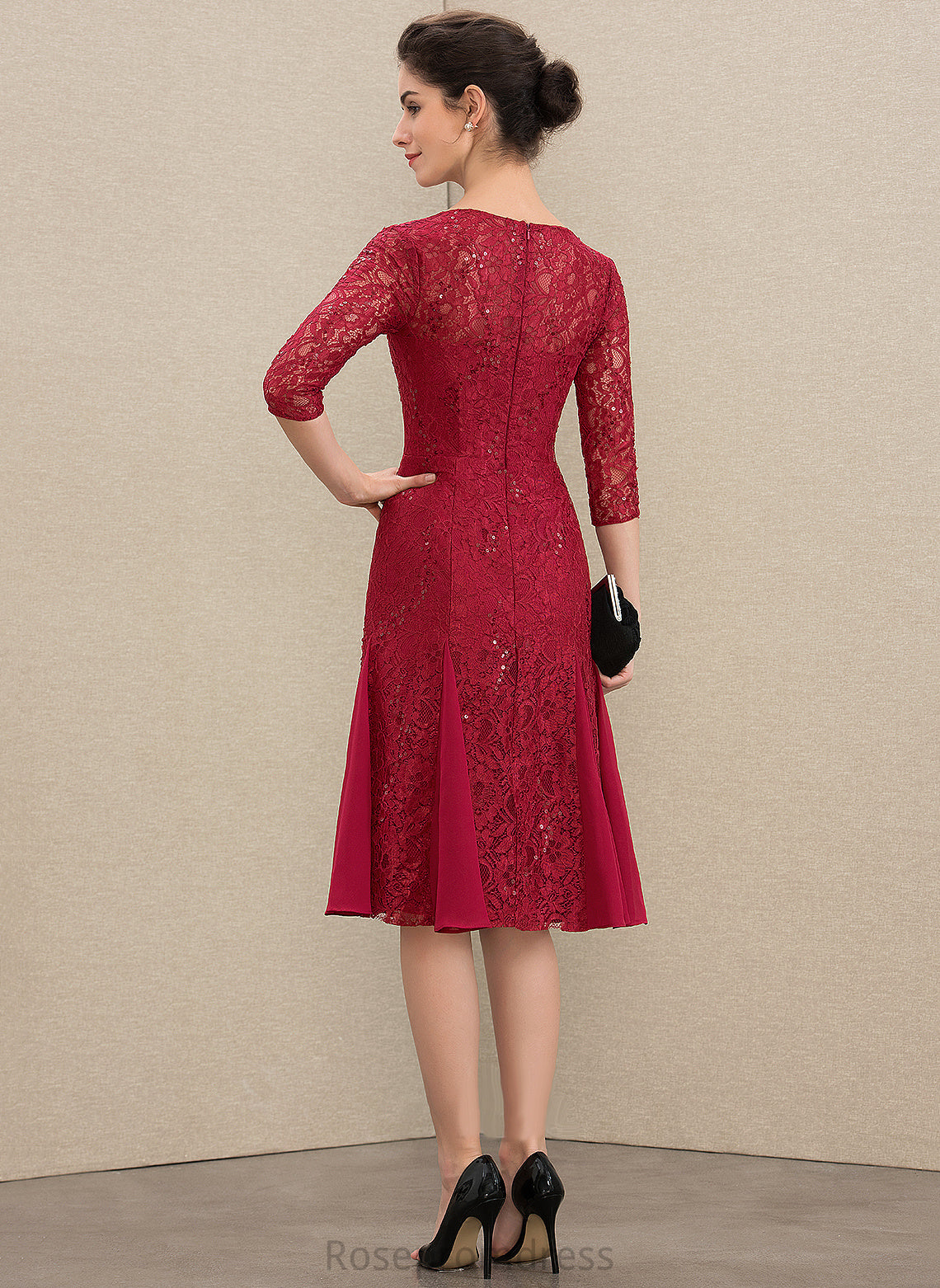 Lace Mother of the Bride Dresses Neck With Hannah of the Knee-Length Dress Sequins Mother A-Line Bride Scoop