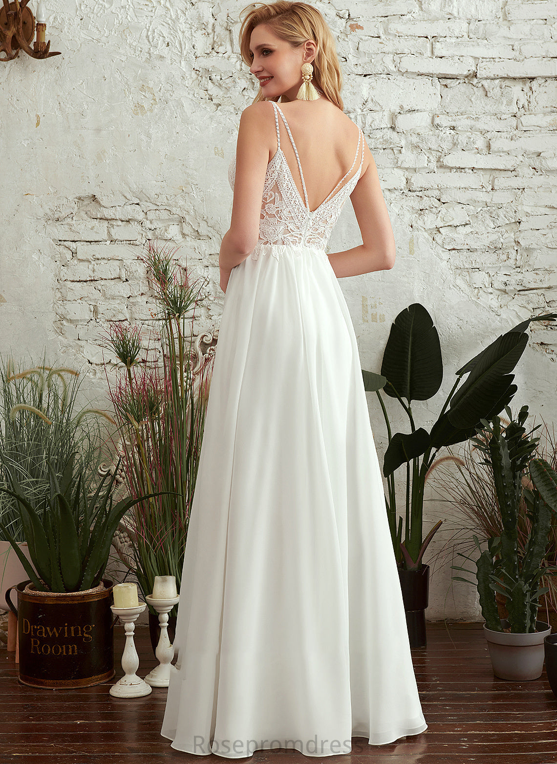 Dress Split Wedding Nan Wedding Dresses Beading V-neck With Floor-Length A-Line Front