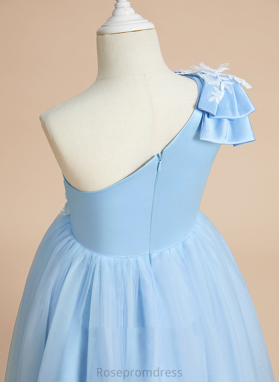 Dress Ball-Gown/Princess - Flower Girl Dresses Sleeveless Flower Girl Satin/Tulle One-Shoulder Thirza With Lace/Bow(s) Floor-length