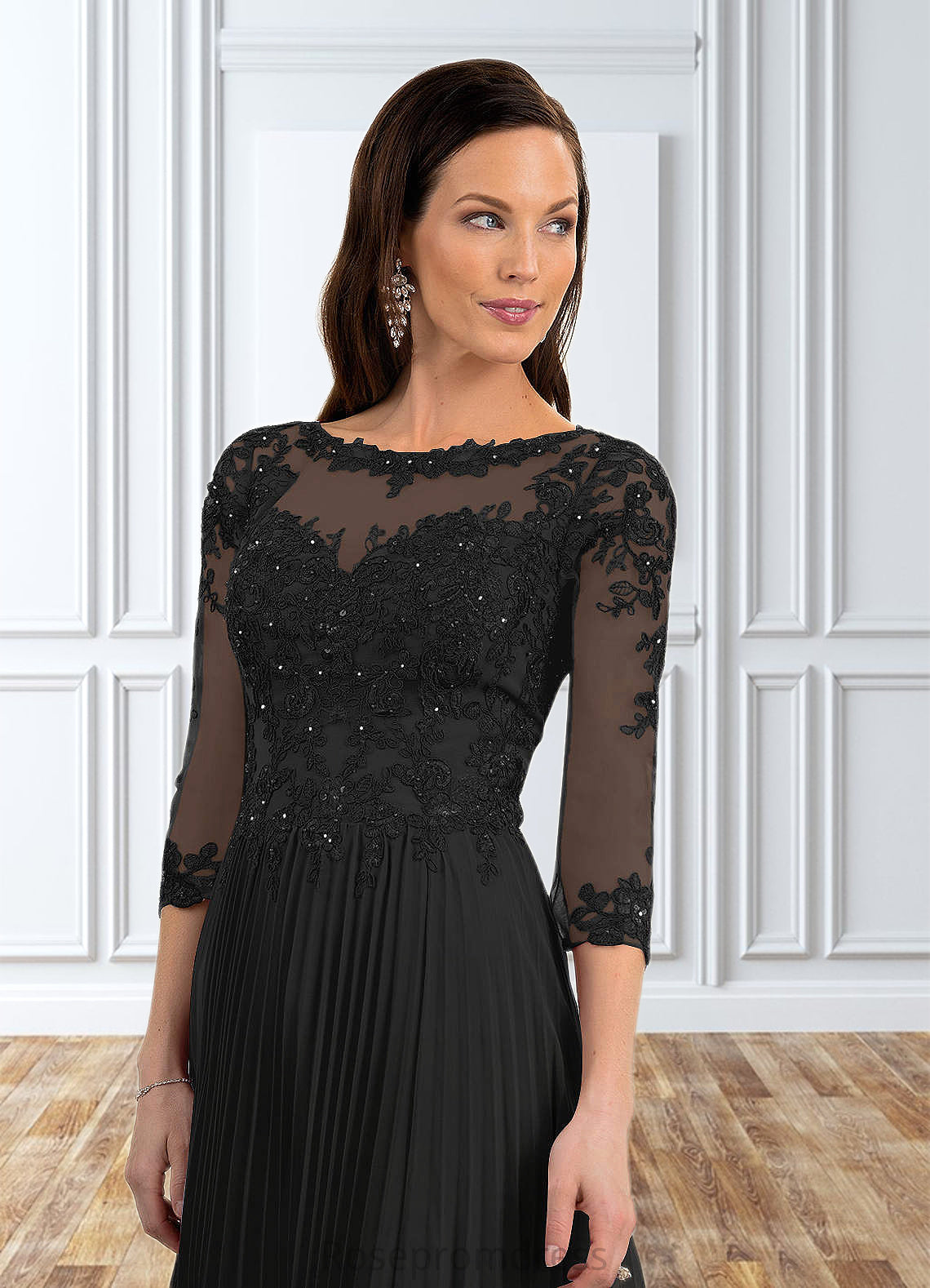 Jane A-Line Sequins Chiffon Floor-Length Dress SRSP0019885