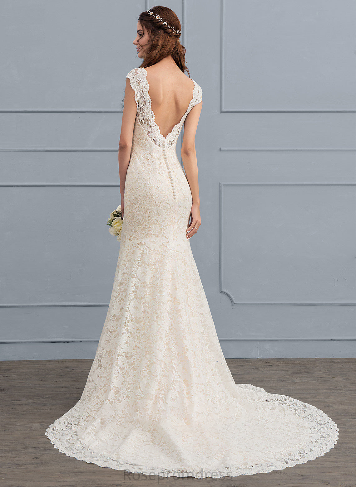 Kate Court V-neck Trumpet/Mermaid Lace Train Wedding Dresses Dress Wedding