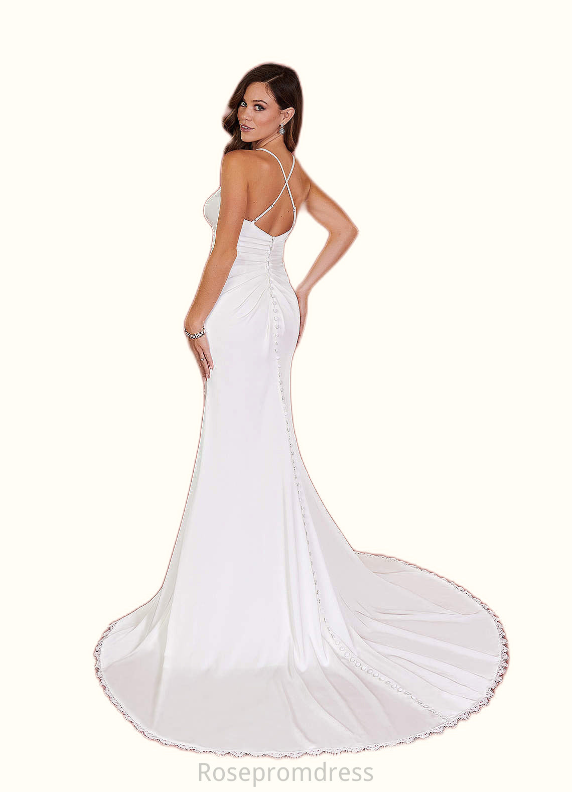 Raven Mermaid Lace Crepe Back Satin Chapel Train Dress SRSP0020108
