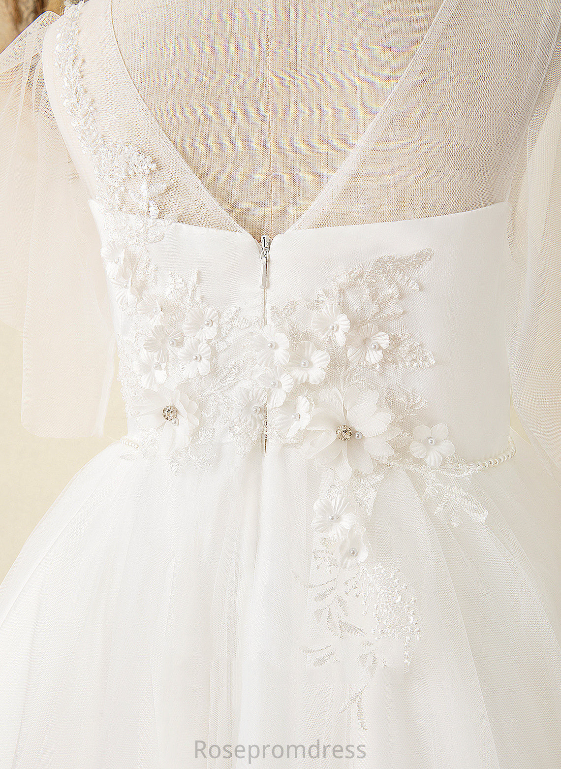 Harmony Ankle-length Girl With Scoop Neck Ball-Gown/Princess Sleeves - Back Flower Girl Dresses Short Dress Flower Satin/Tulle/Lace V