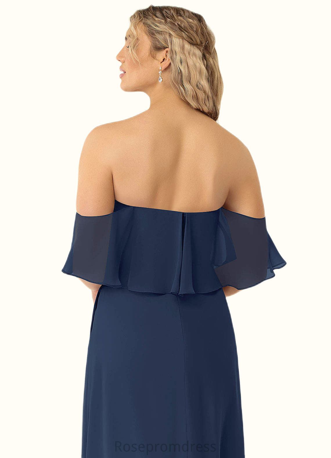 Peyton A-Line Off the Shoulder Chiffon Floor-Length Dress SRSP0019762