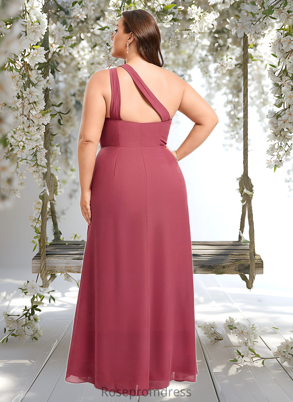 Alanna A-line One Shoulder Floor-Length Chiffon Bridesmaid Dress With Ruffle DSP0025824