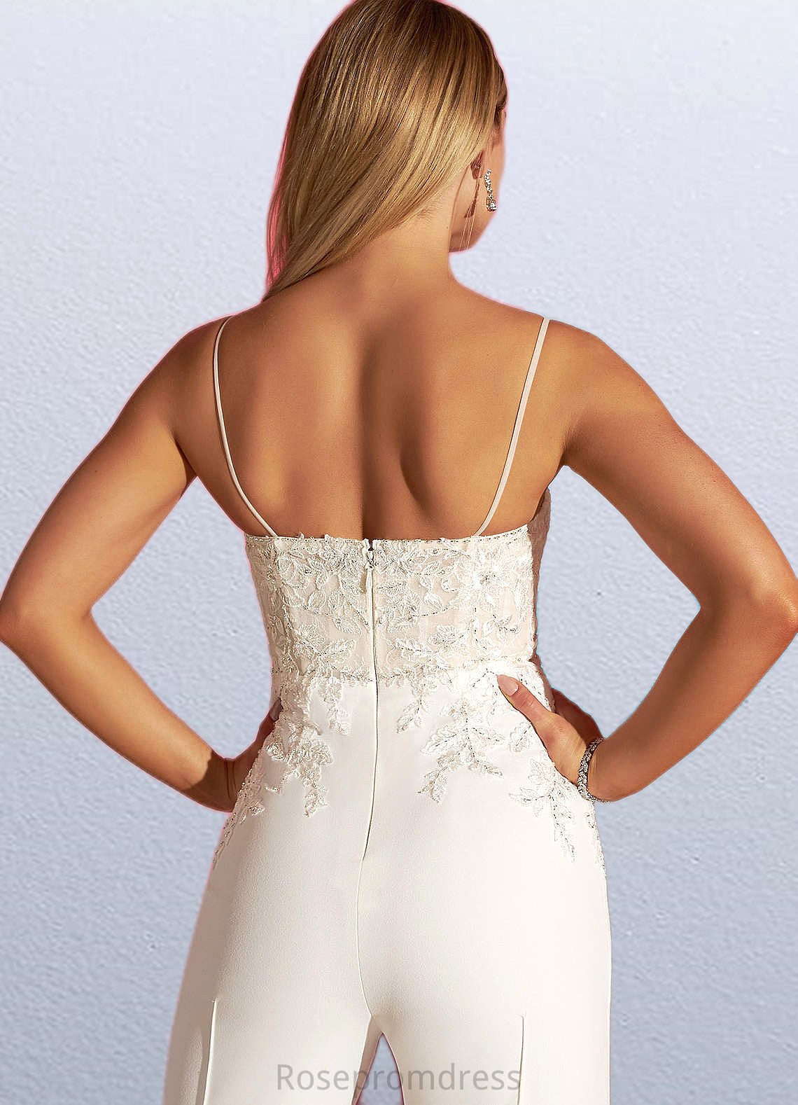 Elvira Sweetheart Neckline Lace Jumpsuit Diamond White/Champagne SRSP0020037