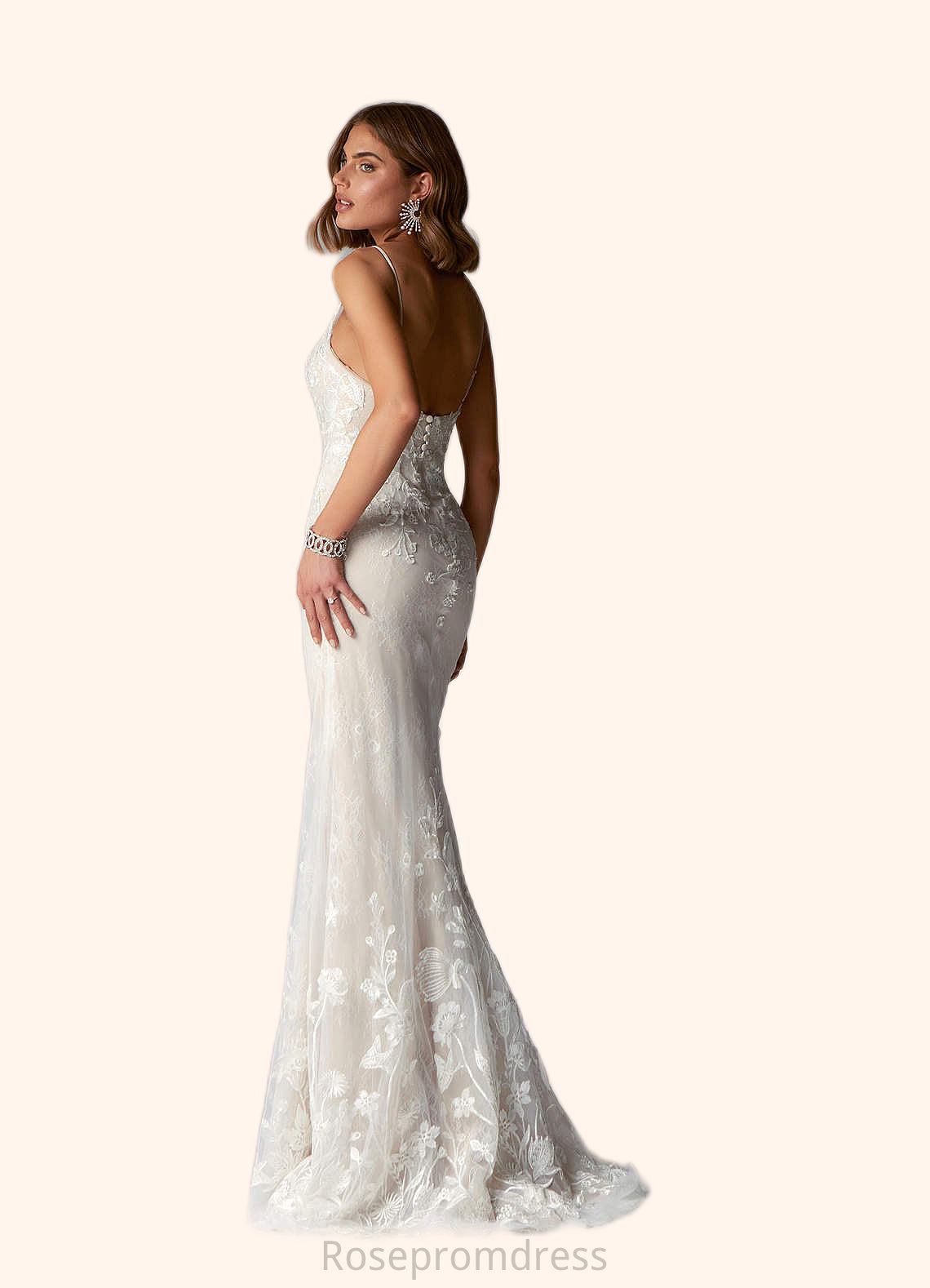 Lily A-Line Sequins Lace Chapel Train Dress SRSP0020082