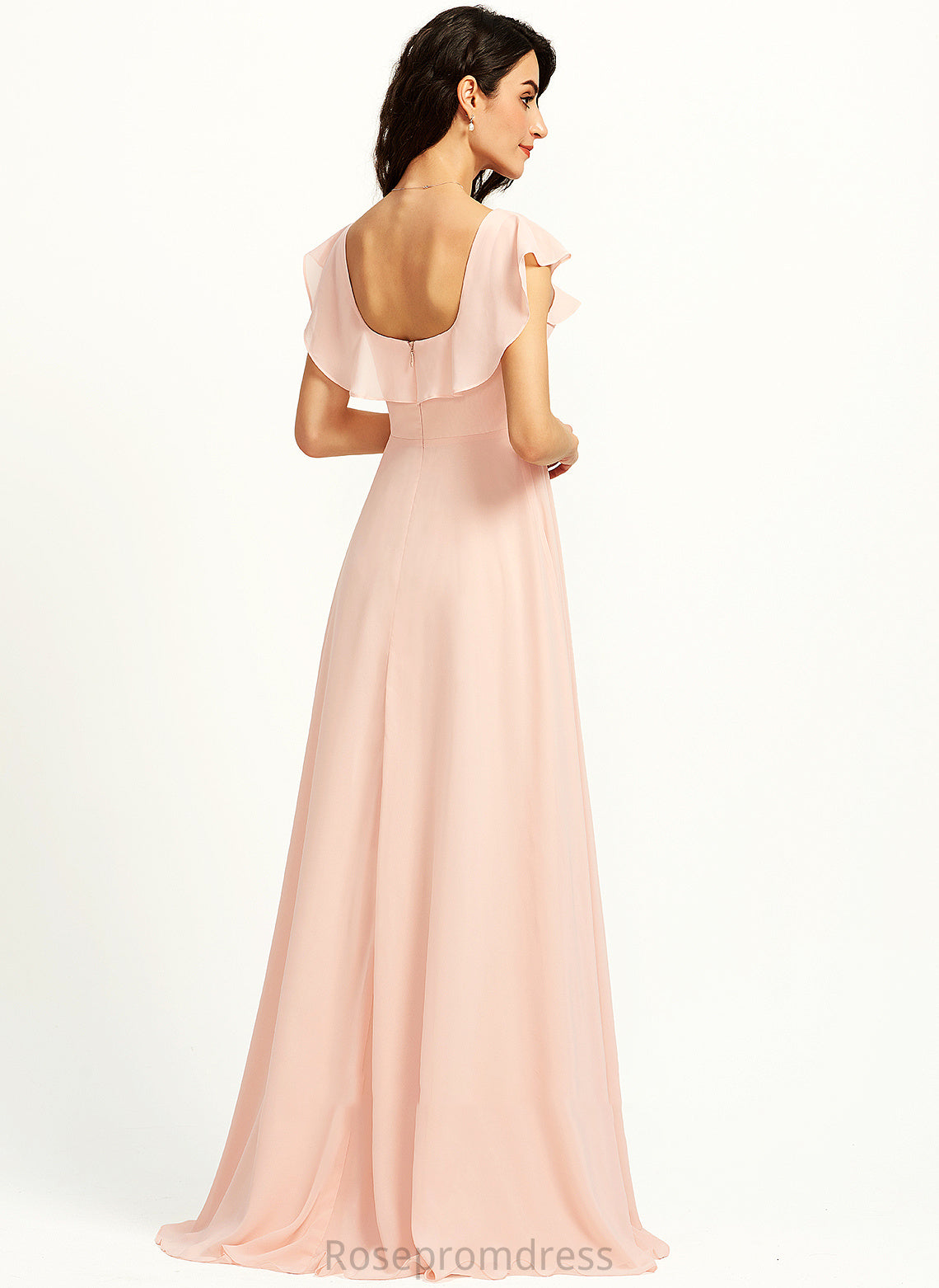 Floor-Length Neckline SplitFront SquareNeckline Silhouette Embellishment A-Line Length Fabric Mariam Sleeveless A-Line/Princess Bridesmaid Dresses
