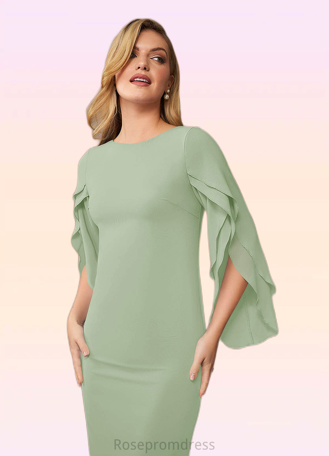 Samara Sheath Ruched Stretch Chiffon Knee-Length Dress SRSP0019895