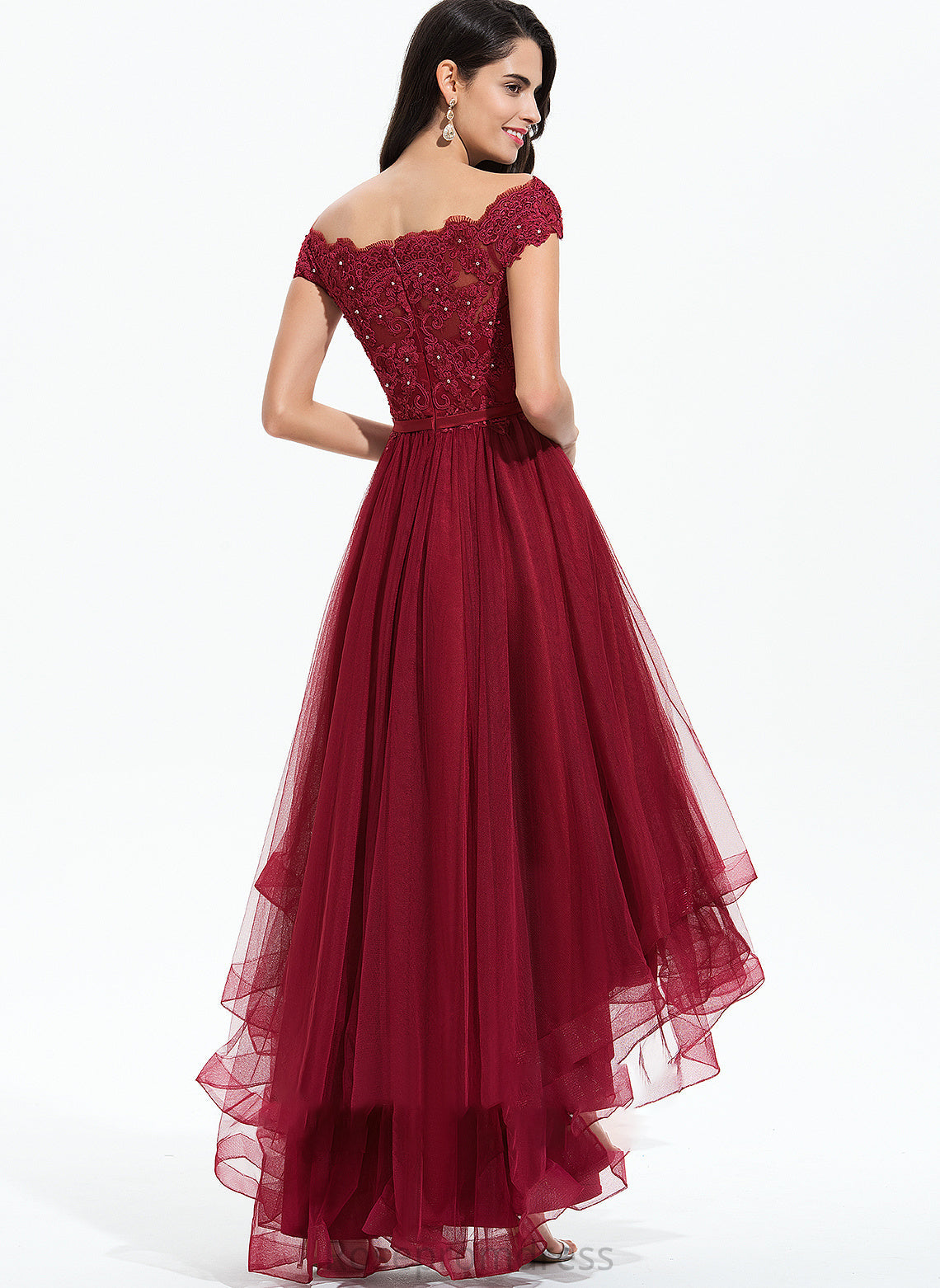 Dress Samantha Off-the-Shoulder Wedding Dresses Beading Sequins With Ball-Gown/Princess Wedding Bow(s) Asymmetrical Tulle