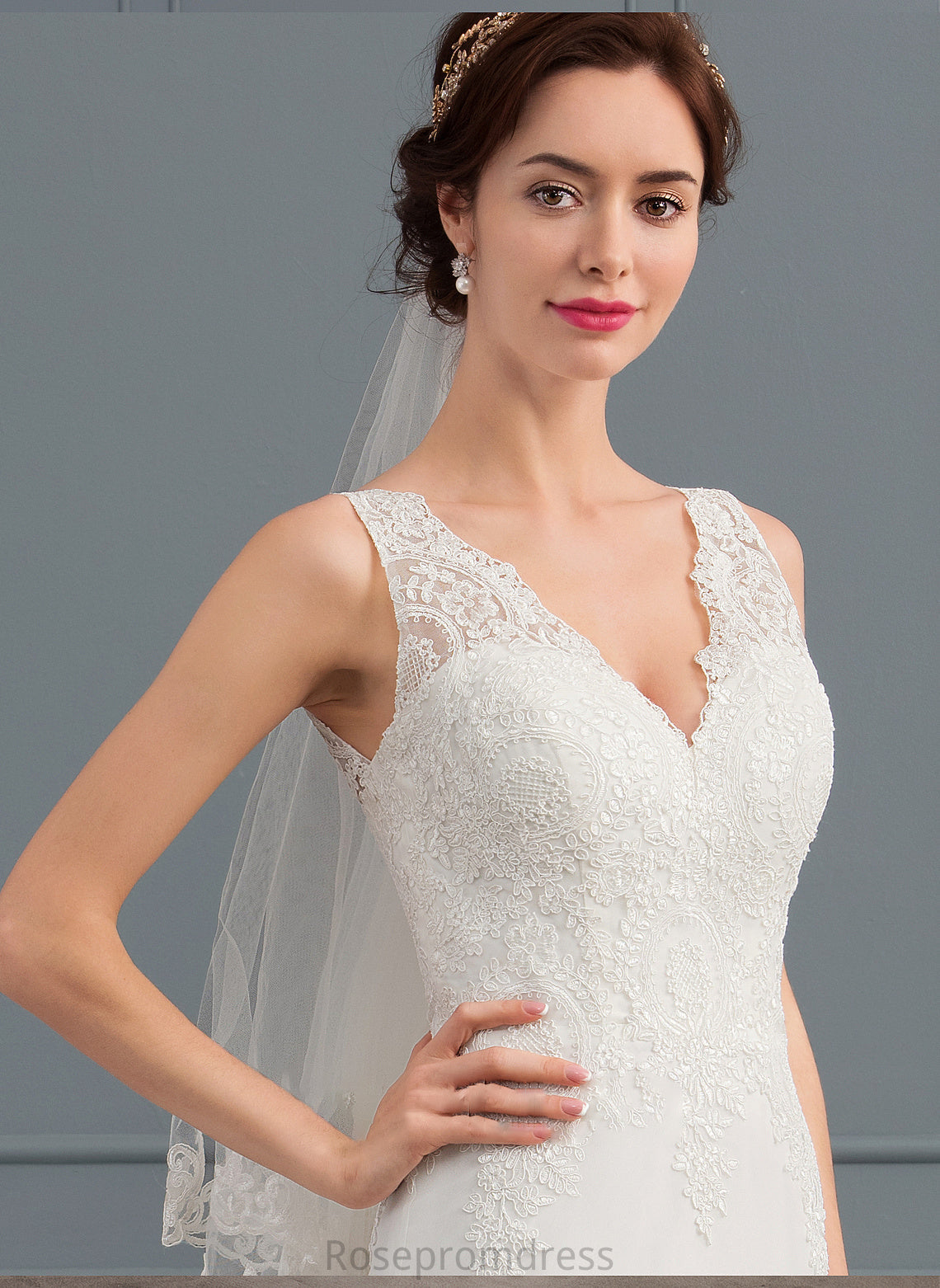 Dress Court V-neck Wedding Dresses Yadira Trumpet/Mermaid Train Chiffon Wedding