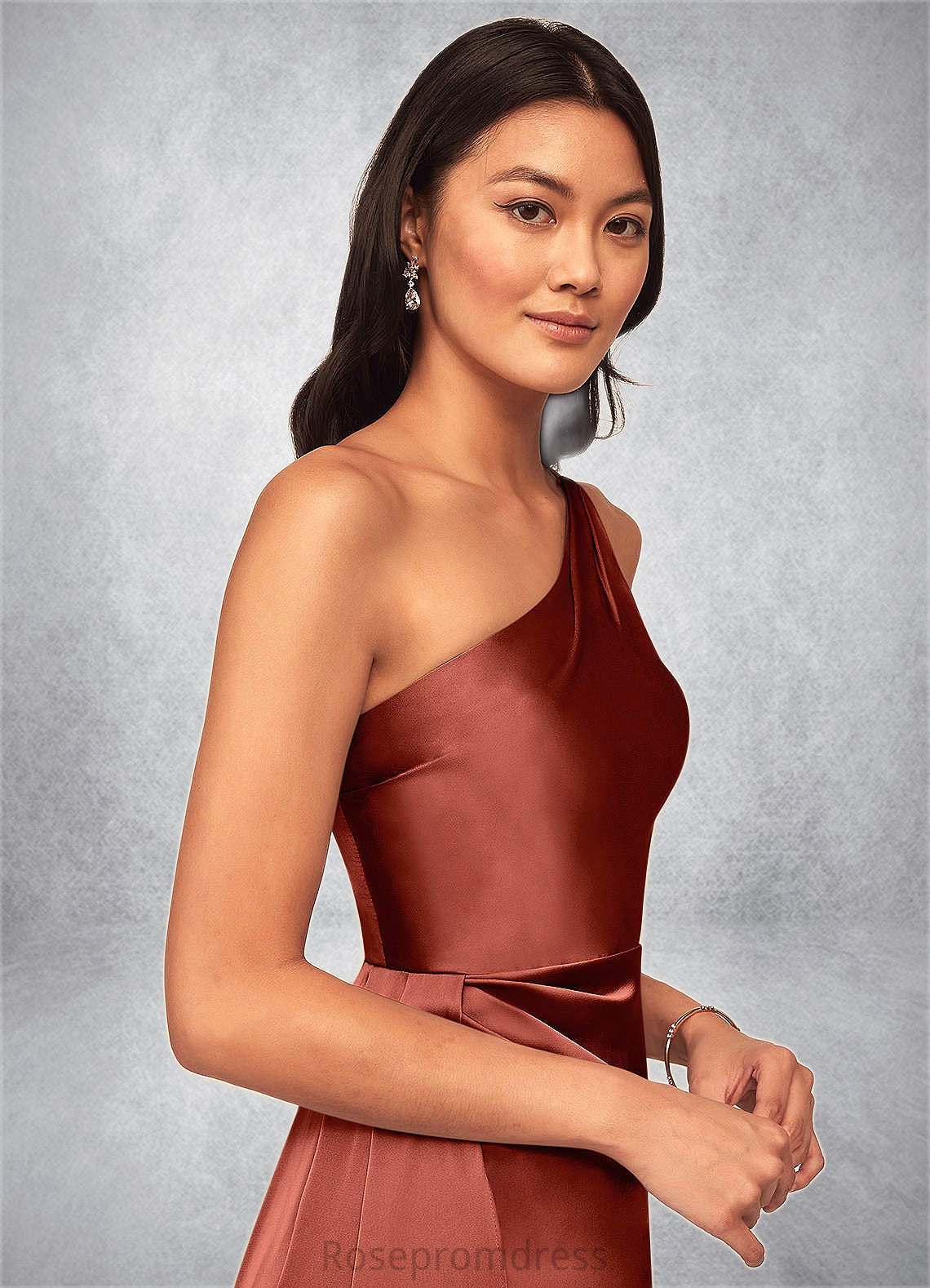 Sariah A-Line One Shoulder Stretch Satin Floor-Length Dress SRSP0019623