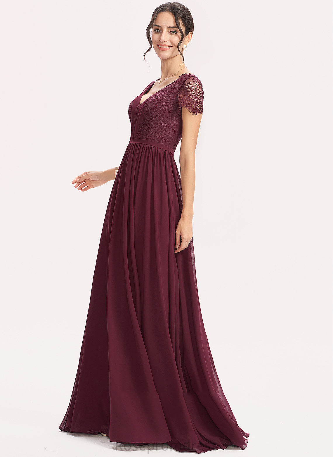 V-neck A-Line Lace Silhouette Fabric Length Floor-Length Neckline Embellishment Nan Bridesmaid Dresses