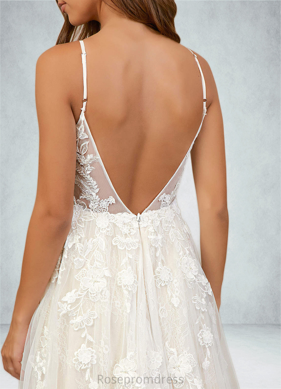 Perla A-Line Lace Chapel Train Dress SRSP0020111