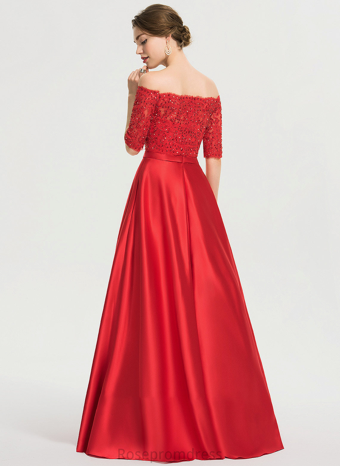 Pockets Parker Floor-Length Satin Beading Sequins Prom Dresses Sweetheart With Ball-Gown/Princess