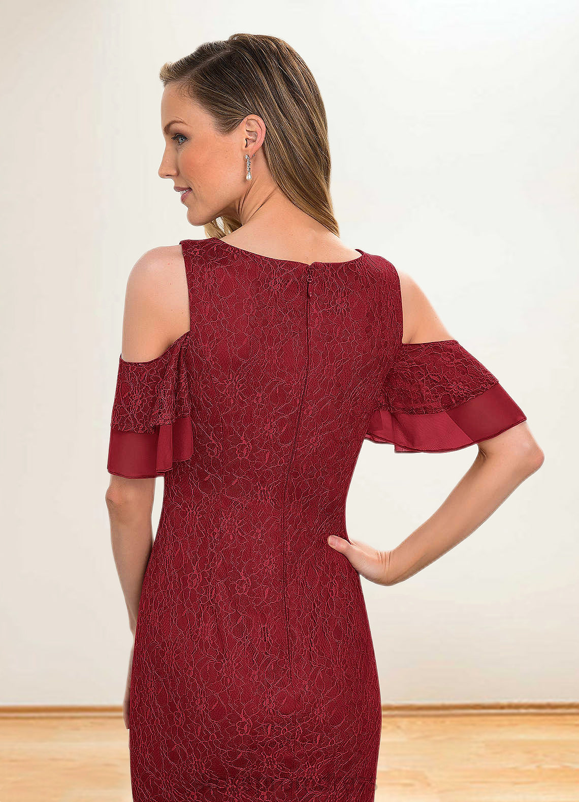 Lucy Sheath Lace Asymmetrical Dress SRSP0019882