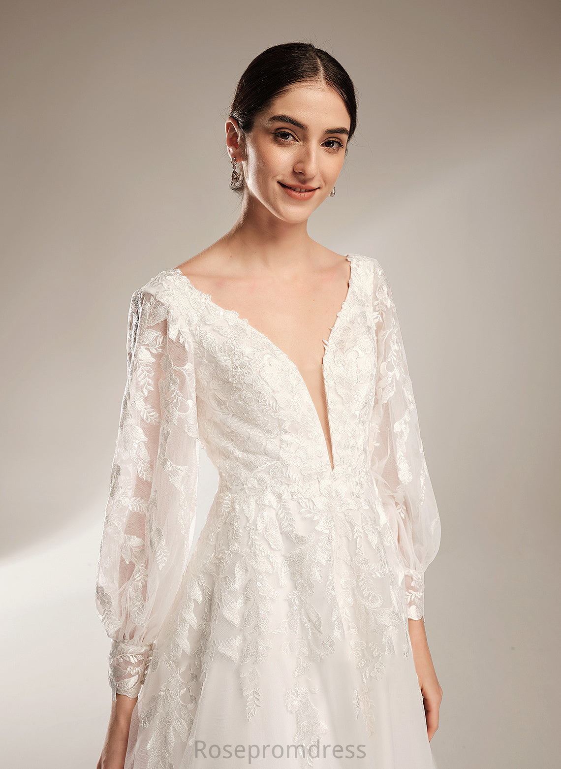 Eva With Sequins V-neck Chapel Wedding Train Wedding Dresses Dress Ball-Gown/Princess