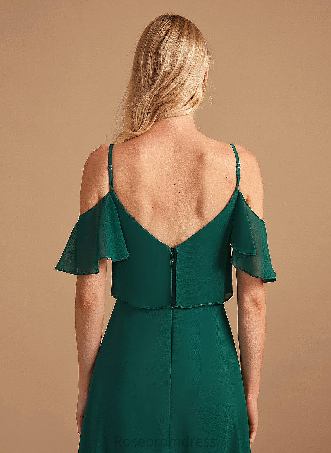 Ruffle Fabric Length V-neck Floor-Length Embellishment Silhouette A-Line Neckline Taliyah Sleeveless Natural Waist Bridesmaid Dresses