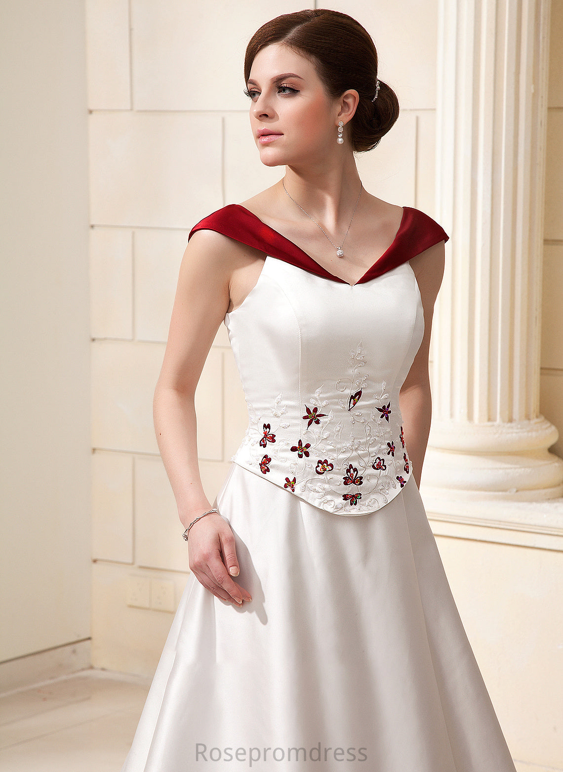 Karly Chapel With Wedding Dress Satin Ball-Gown/Princess Flower(s) Beading Train Wedding Dresses