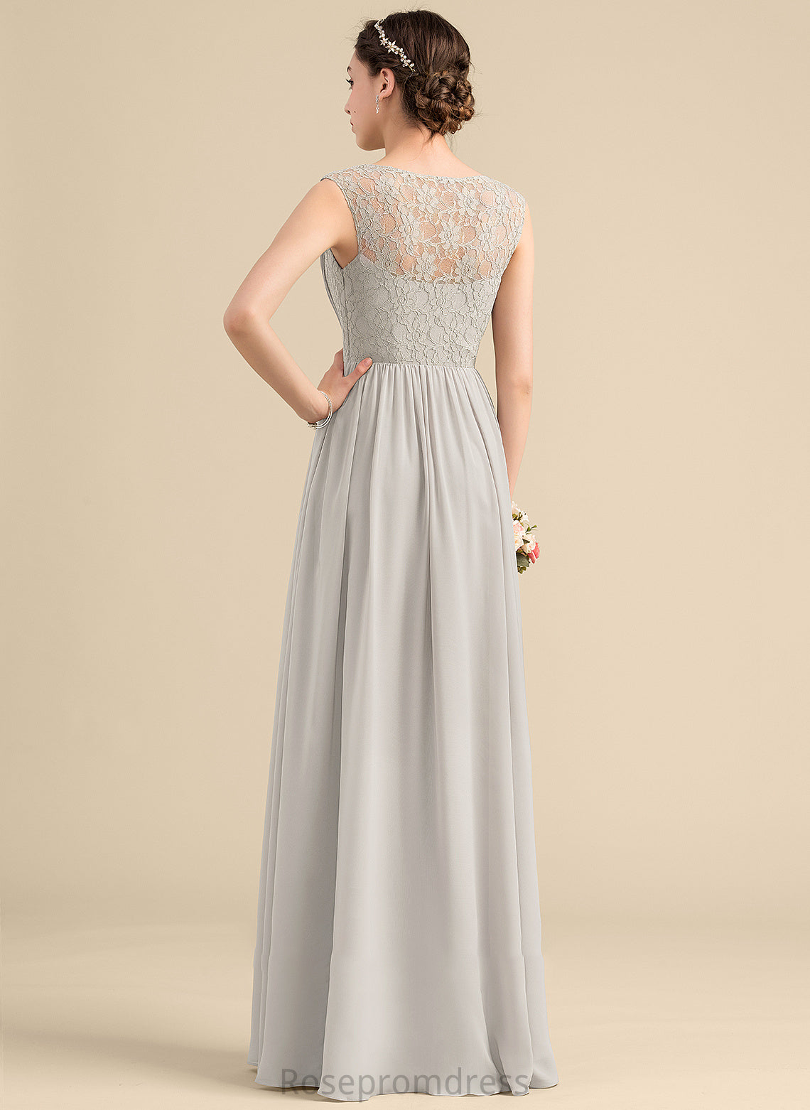 Silhouette A-Line Floor-Length V-neck Ruffle Length Fabric Neckline Embellishment Jacqueline Bridesmaid Dresses