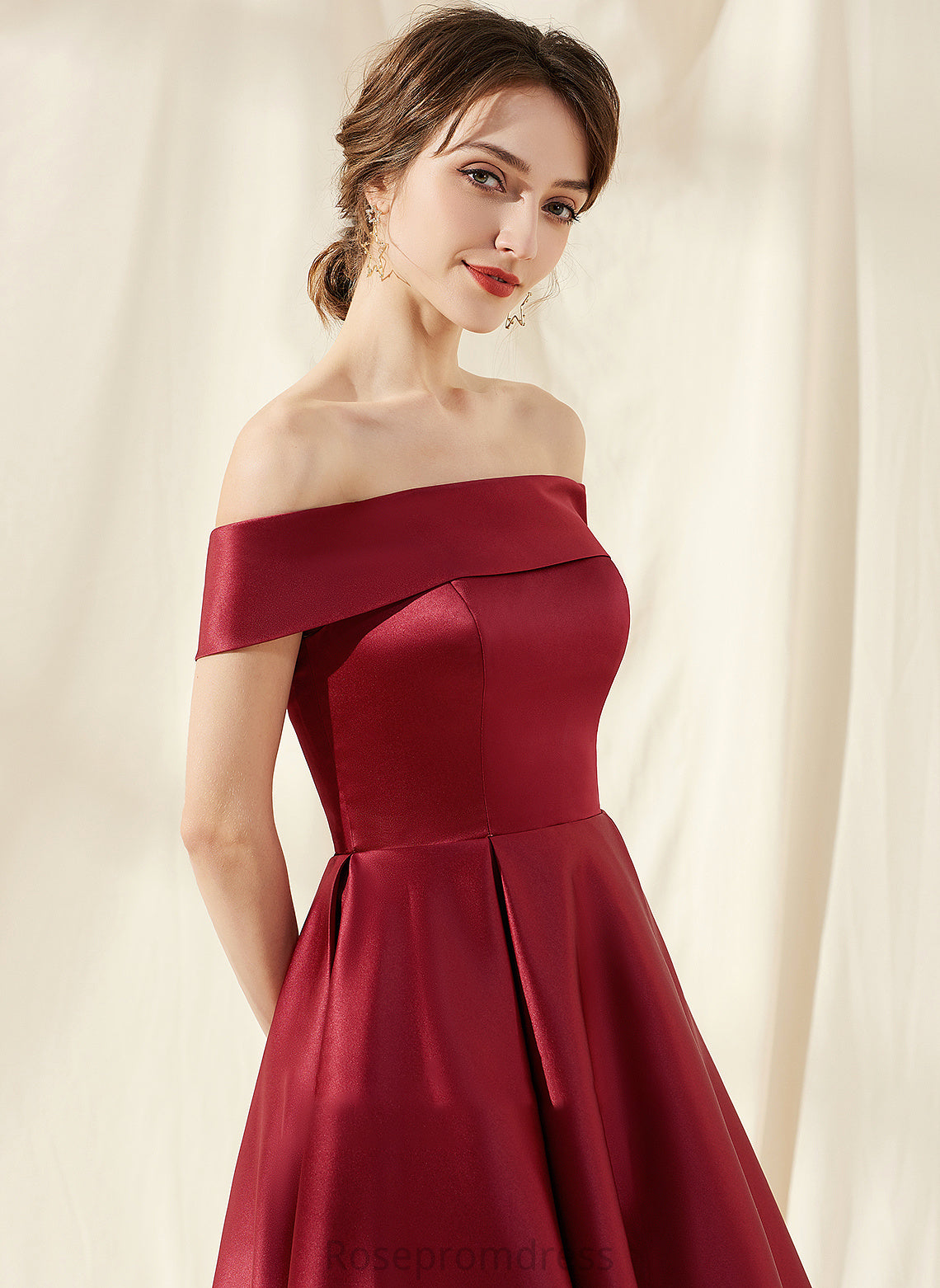 Pockets Off-the-Shoulder Length A-Line Neckline Embellishment Silhouette Asymmetrical Fabric Elva Bridesmaid Dresses