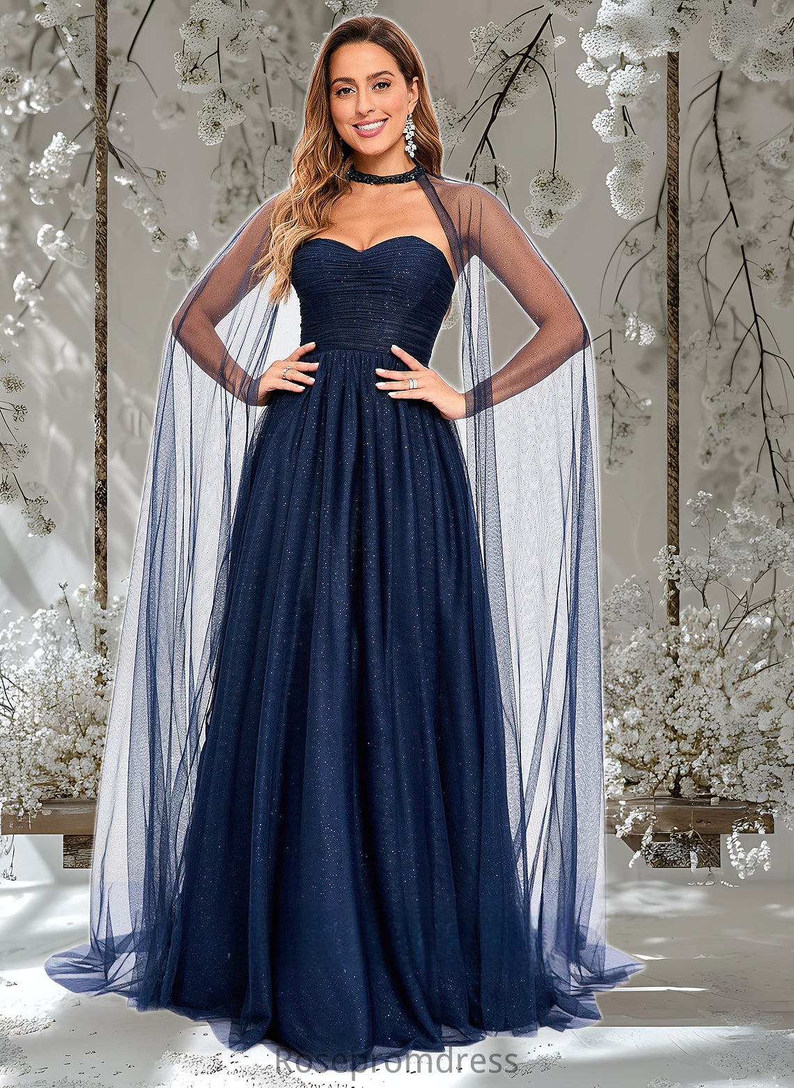 Teresa Ball-Gown/Princess Sweetheart Sweep Train Tulle Prom Dresses With Beading Sequins DSP0025848