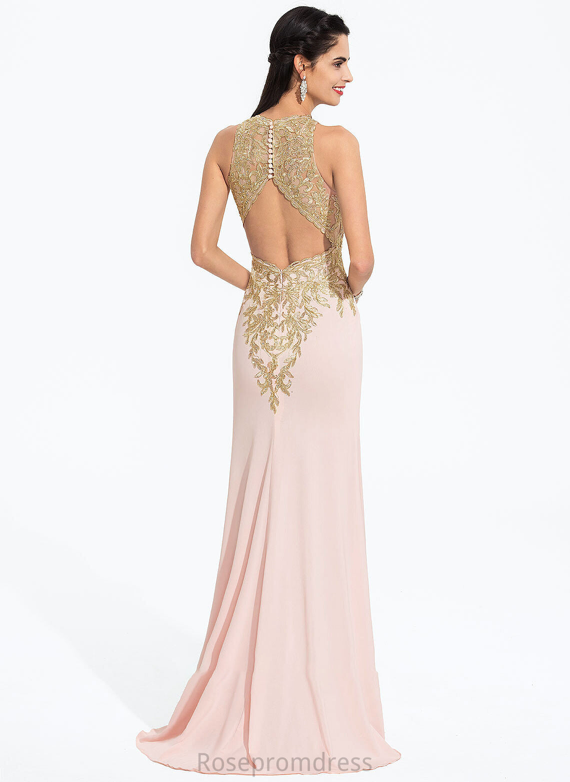Neck Scoop Train Valeria Sheath/Column Sweep With Jersey Lace Prom Dresses Sequins